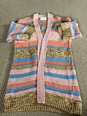 NWOT Anthropologie - Textured Striped Cardigan Duster One Size